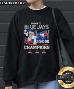 Good Mickey Toronto Blue Jays 2025 American League Champions sweatshirt featuring a bold design celebrating 3x victories.