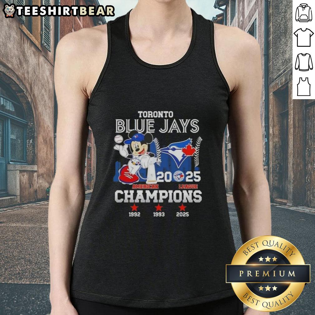 Good Mickey Toronto Blue Jays 2025 American League Champions 3X Times Tank Top Good Mickey Toronto Blue Jays 2025 American League Champions tank top featuring a stylish design for fans.