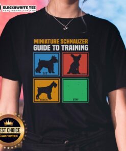 Good Miniature Schnauzer guide for training on a ladies tee featuring a playful Schnauzer graphic.