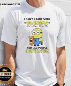 Good Minion t-shirt featuring a humorous quote about not arguing with grandma, perfect for fans of Minions and family humor.