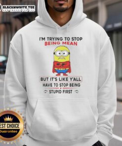 Good Minion hoodie featuring a humorous quote about kindness and frustration, perfect for fans of the Minions franchise.