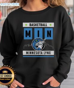 Good Minnesota Lynx basketball skyline sweatshirt featuring team colors and logo, perfect for fans.