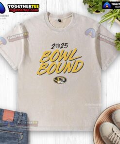 Good Missouri Tigers Bowl Bound 2025 washed t-shirt featuring team logo and vibrant colors, perfect for fans.