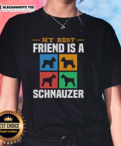 Good My Best Friend Is A Schnauzer Dog Ladies Tee featuring a cute schnauzer graphic, perfect for dog lovers.