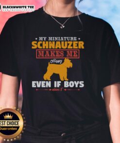 Happy miniature schnauzer on a ladies' tee, perfect for dog lovers who cherish their furry friends.