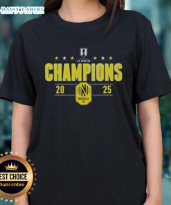 Good Nashville SC 2025 Lamar Hunt U.S. Open Cup Champions Ladies Tee featuring team logo and celebratory design.