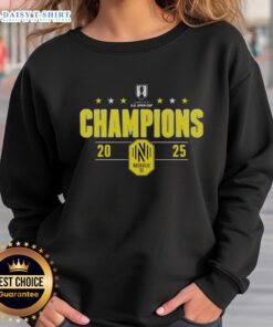 Good Nashville SC 2025 Lamar Hunt U.S. Open Cup Champions sweatshirt featuring team logo and vibrant colors.
