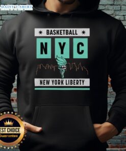 Good New York Liberty basketball skyline hoodie featuring vibrant team colors and iconic city skyline design.
