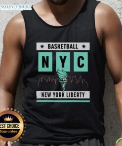 Good New York Liberty basketball skyline tank top featuring vibrant team colors and a stylish design for fans.