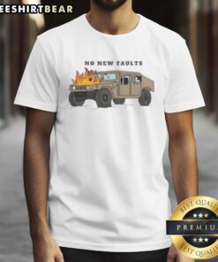 Good No New Faults T-Shirt featuring a bold graphic design, perfect for casual wear and expressing a positive message.