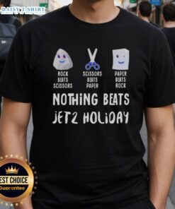 Good Nothing Beats Jet 2 Holiday T-Shirt featuring Rock, Paper, Scissors design for fun holiday vibes.
