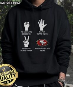 San Francisco 49ers football logo hoodie featuring vibrant colors and stylish design, perfect for fans and casual wear.