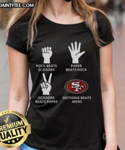 San Francisco 49ers football logo on a stylish ladies tee, perfect for fans showcasing team spirit.