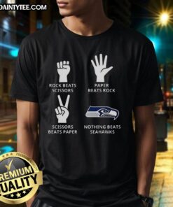 Seattle Seahawks football logo T-shirt featuring bold design and vibrant colors, perfect for fans of the NFL team.
