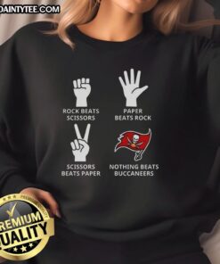 Alt Text: Cozy Good Nothing Beats Tampa Bay Buccaneers football logo sweatshirt featuring vibrant team colors and branding.