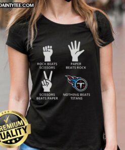 Alt Text: Tennessee Titans football logo on a stylish ladies tee, perfect for fans of the NFL team.
