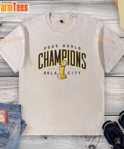 Alt Text: Good OKC Thunder NBA Champions 2025 trophy washed T-shirt, showcasing team pride and championship celebration.