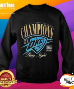 2025 NBA Champions Oklahoma City Thunder sweatshirt for Ring Night, featuring bold team graphics and vibrant colors.