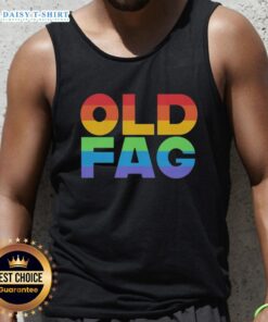 Good Old Fag Pride Tank Top featuring vibrant rainbow colors, perfect for celebrating LGBTQ+ pride and individuality.