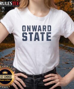 Good Onward State Text Simple Ladies Tee featuring a stylish design for women, perfect for casual wear and showcasing school spirit.