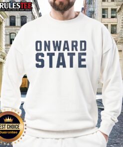 Good Onward State Text Simple Sweatshirt in navy blue, featuring bold white lettering for a stylish casual look.