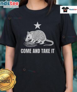 Good Opossum Come And Take It logo on a stylish ladies tee, perfect for wildlife lovers and casual wear.