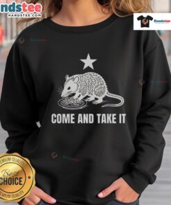 Good Opossum Come And Take It Logo Sweatshirt featuring a playful opossum graphic and bold text design.