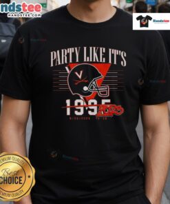 Alt Text: Virginia Cavaliers Football helmet t-shirt celebrating the 2025 victory, featuring 'Good Party Like It's 2025' design.