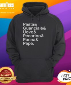 Good Pasta hoodie featuring guanciale, uovo, pecorino, panna, and pepe design for pasta lovers and food enthusiasts.
