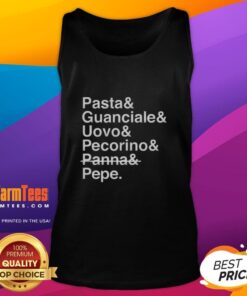 Good Pasta and Guanciale, Uovo, Pecorino, Panna, and Pepe tank top featuring a colorful food design for pasta lovers.