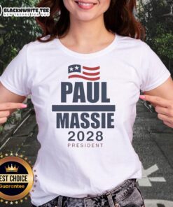 Good Paul Massie 2028 President flag design on a ladies tee, showcasing support for his presidential campaign.
