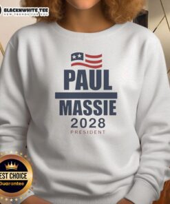 Good Paul Massie 2028 President flag sweatshirt featuring a bold design for political supporters and enthusiasts.