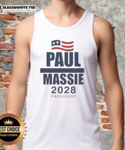 Good Paul Massie 2028 President flag tank top featuring a vibrant design and campaign logo for summer wear.