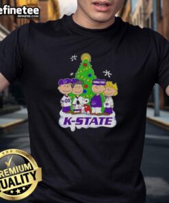 Good Peanuts Characters X Kansas State Wildcats Christmas T-Shirt featuring festive designs and team colors for holiday cheer.