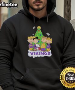 Good Peanuts characters in Minnesota Vikings Christmas hoodie, perfect for festive fans and holiday cheer. Ideal gift!