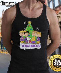 Good Peanuts Characters X Minnesota Vikings Christmas Tank Top featuring festive designs perfect for holiday celebrations.
