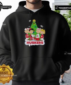Good Peanuts Characters X Nebraska Cornhuskers Christmas Hoodie featuring festive designs perfect for holiday cheer.