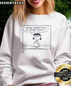 Good Peanuts Lucy Crabby People sweatshirt featuring a playful design with Lucy and a quirky crab illustration.