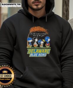 Alt Text: Good Peanuts Snoopy and Friends hoodie featuring Delaware Blue Hens design for the most wonderful time of the year.