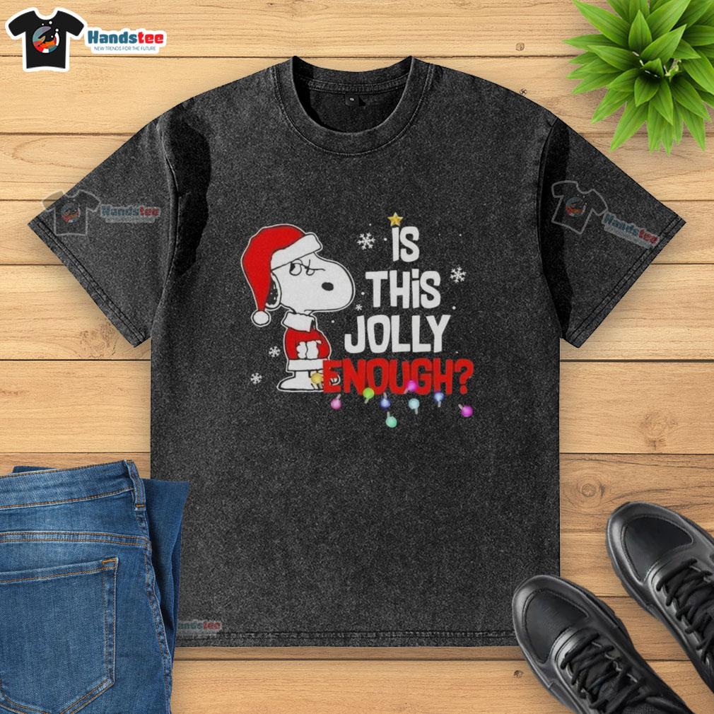 good-peanuts-snoopy-is-this-jolly-enough-merry-christmas-washed-t-shirt Good Peanuts Snoopy 'Is This Jolly Enough?' Merry Christmas washed t-shirt featuring festive graphics and vibrant colors.