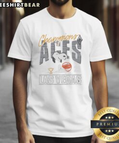 Alt Text: Good Peanuts Snoopy X Las Vegas Aces 2025 WNBA Champions T-Shirt featuring Snoopy celebrating the team's victory.