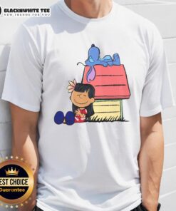 Good Peanuts Snoopy X Stitch & Lilo t-shirt featuring 'It Means Nobody Gets Left Behind' design, perfect for fans.