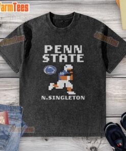 Good Penn State Nittany Lions Nicholas Singleton football washed t-shirt in blue, perfect for game day or casual wear.