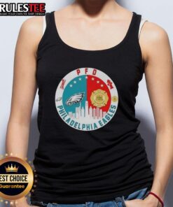 Good PFD Philadelphia Eagles football skyline tank top featuring vibrant team colors and cityscape design.