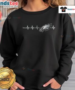 Alt Text: Good Philadelphia Eagles National Football League heart rate line sweatshirt for passionate football fans.