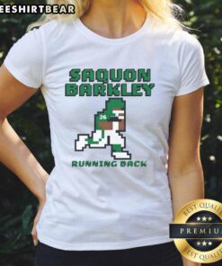 Good Philadelphia Eagles Saquon Barkley running back pixel ladies tee featuring vibrant graphics and stylish design.