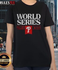Philadelphia Phillies 2025 Ladies Tee showcasing team pride for MLB World Series fans in stylish design.