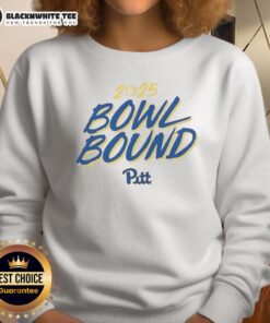 Good Pittsburgh Panthers Football 2025 Bowl Bound Sweatshirt in navy blue with team logo and bold lettering.