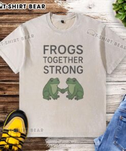 Alt Text: Good Portland Frogs Together Strong washed t-shirt featuring vibrant frog graphics and a comfortable fit.