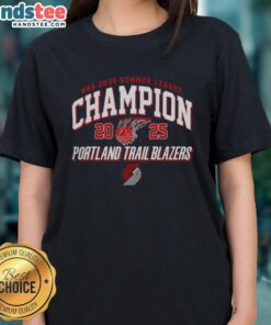 Alt Text: Ladies tee showcasing the Good Portland Trail Blazers NBA 2K26 Summer League 2025 Las Vegas Champions design.
